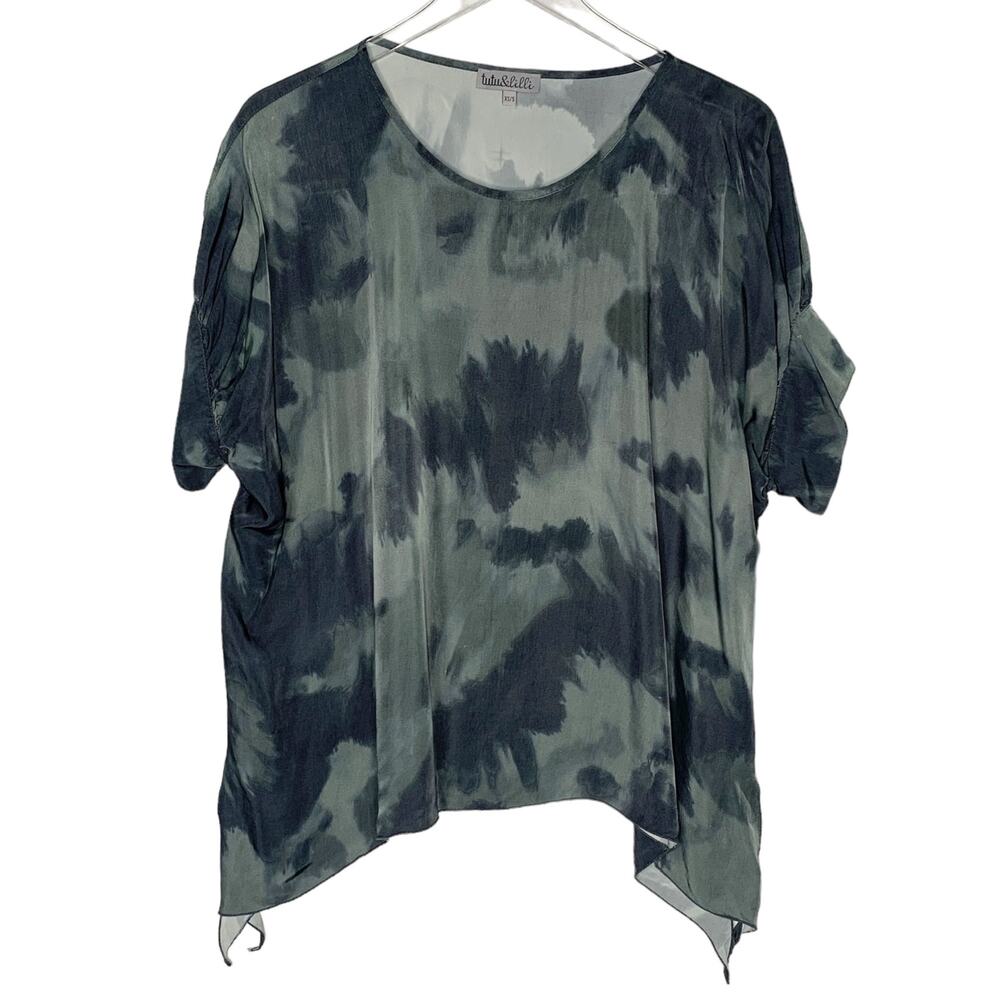 Tutu and Lilli XS/S The Bizzy Round Neck Short Sleeve Top Print Silky Lagenlook